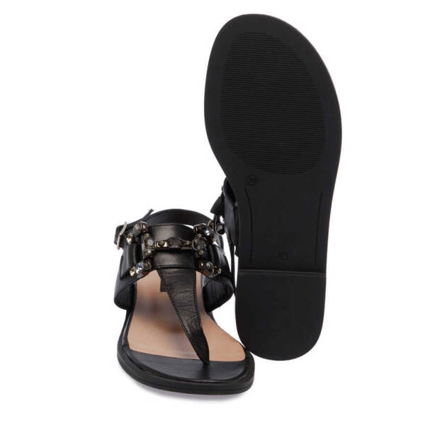 Siyah Deri Kadın Sandalet - K24Y1SN67409-A23 - 4