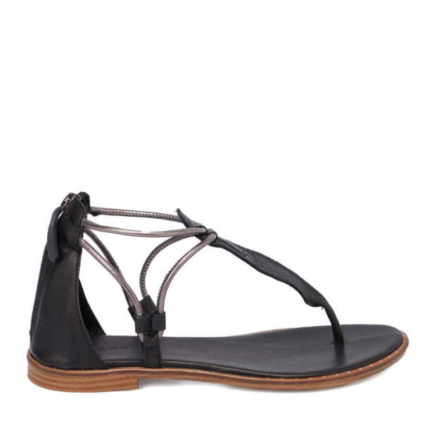 Siyah Deri Kadın Sandalet - K24Y1SN67415-A23 - 3