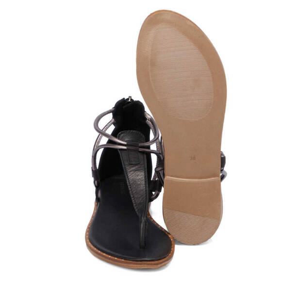 Siyah Deri Kadın Sandalet - K24Y1SN67415-A23 - 4