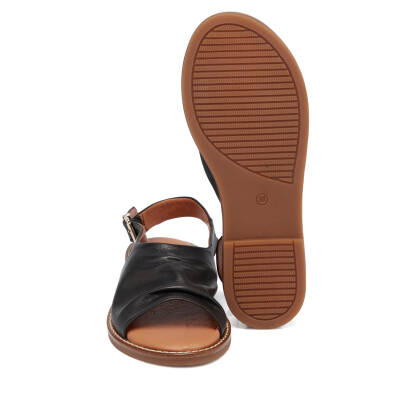 Siyah Deri Kadın Sandalet - K24Y1SN67416-A23 - 4