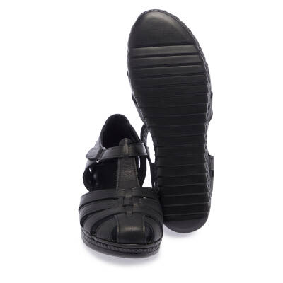  Siyah Deri Kadın Sandalet - K24Y1SN67485-A23 - 4