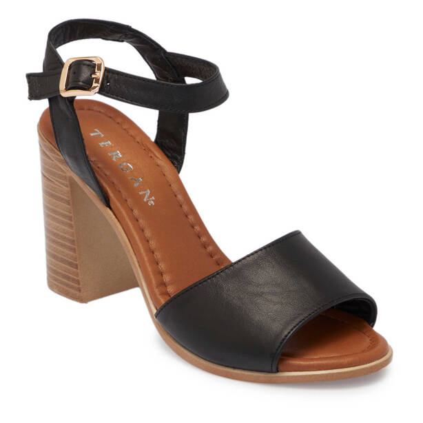 Siyah Hakiki Deri Kadın Sandalet - K24Y1SN67694-A23 - 2