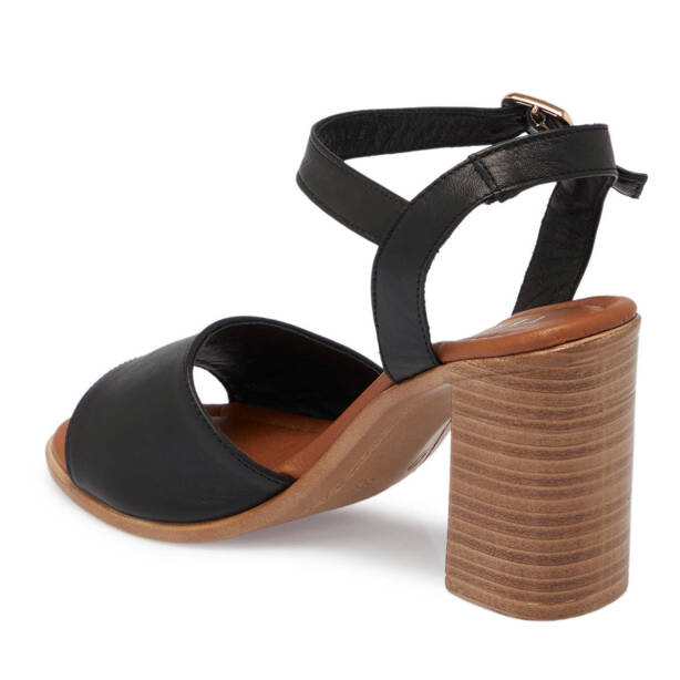 Siyah Hakiki Deri Kadın Sandalet - K24Y1SN67694-A23 - 3