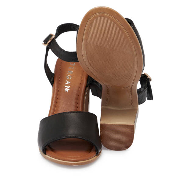 Siyah Hakiki Deri Kadın Sandalet - K24Y1SN67694-A23 - 4