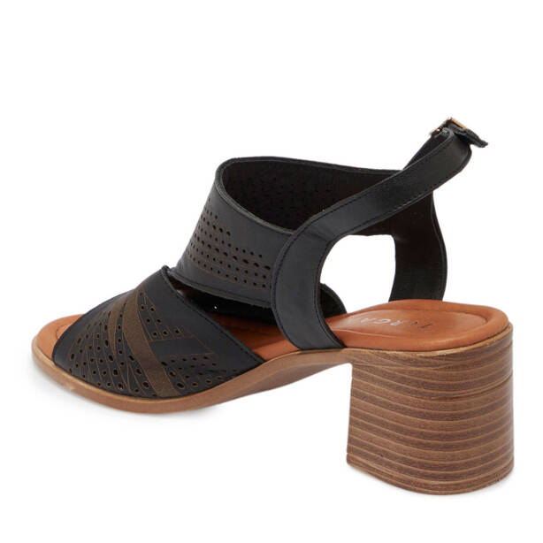 Siyah Hakiki Deri Kadın Sandalet - K24Y1SN67696-A23 - 3