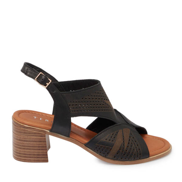 Siyah Hakiki Deri Kadın Sandalet - K24Y1SN67696-A23 - 1