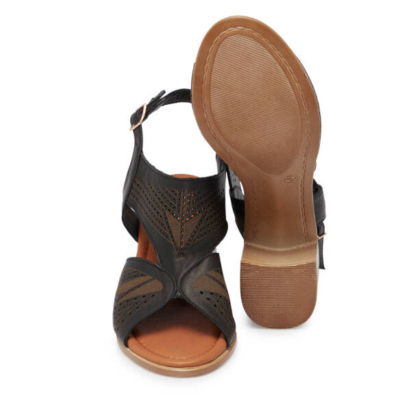 Siyah Hakiki Deri Kadın Sandalet - K24Y1SN67696-A23 - 4