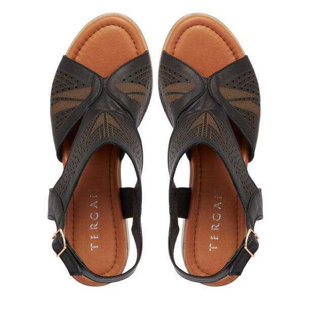 Siyah Hakiki Deri Kadın Sandalet - K24Y1SN67696-A23 - 5