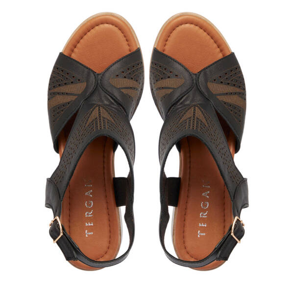 Siyah Hakiki Deri Kadın Sandalet - K24Y1SN67696-A23 - 5