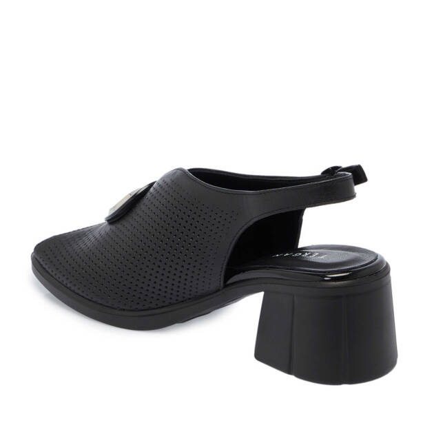 Siyah Hakiki Deri Kadın Sandalet - K25Y1AY67960-A23 - Tergan