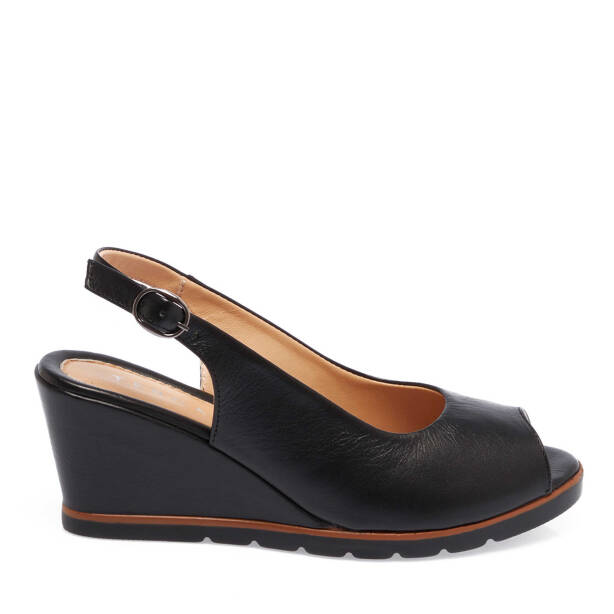 Siyah Hakiki Deri Kadın Sandalet - K25Y1SN67754-A23 