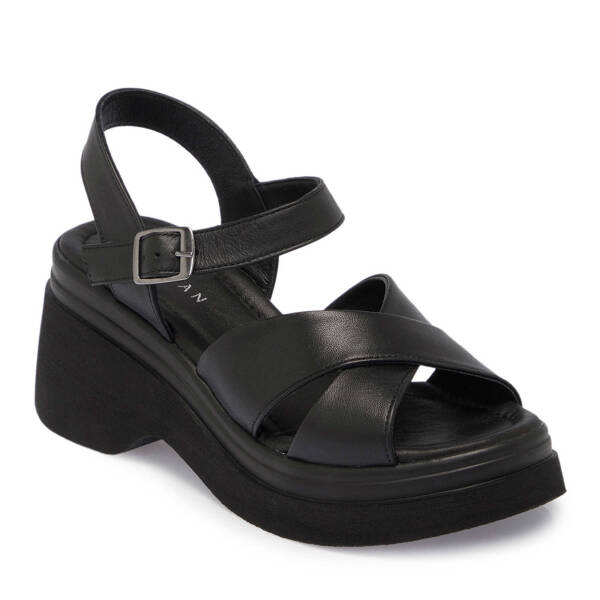 Siyah Hakiki Deri Kadın Sandalet - K25Y1SN67756-A23 - 2