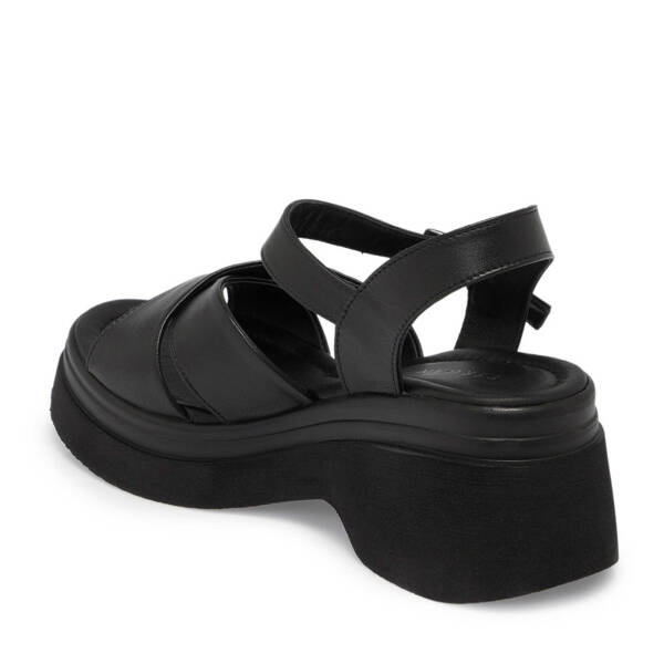 Siyah Hakiki Deri Kadın Sandalet - K25Y1SN67756-A23 - 3