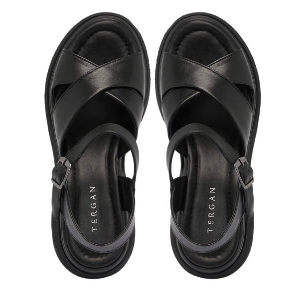 Siyah Hakiki Deri Kadın Sandalet - K25Y1SN67756-A23 - 5