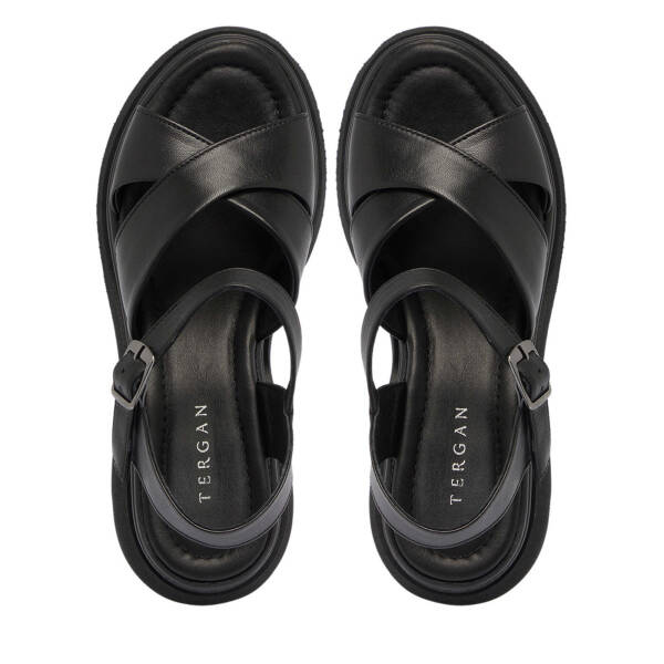 Siyah Hakiki Deri Kadın Sandalet - K25Y1SN67756-A23 - 5