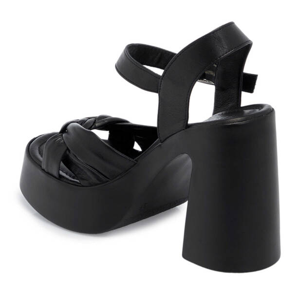 Siyah Hakiki Deri Kadın Sandalet - K25Y1SN67758-A23 - 3