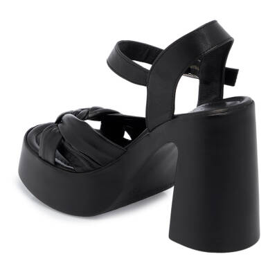 Siyah Deri Kadın Sandalet - K25Y1SN67758-A23 - 2