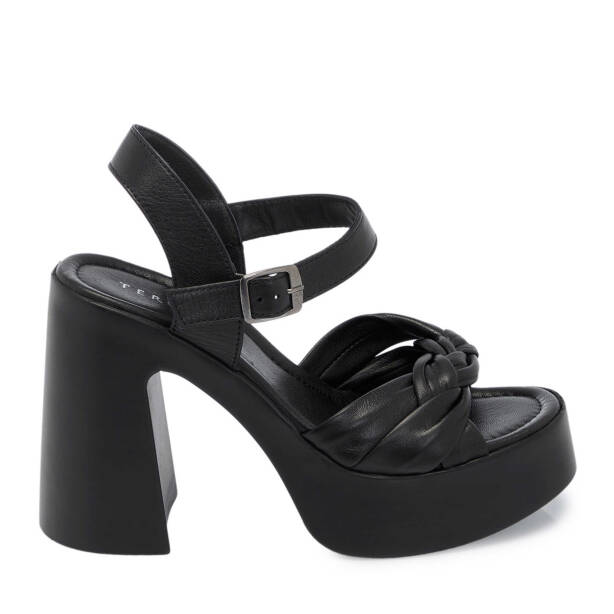 Siyah Hakiki Deri Kadın Sandalet - K25Y1SN67758-A23 