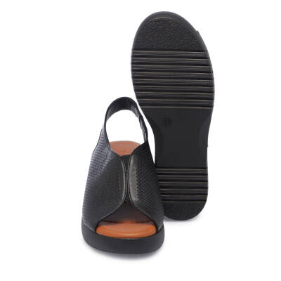  Siyah Deri Kadın Sandalet - K25Y1SN67774-A23 - 4