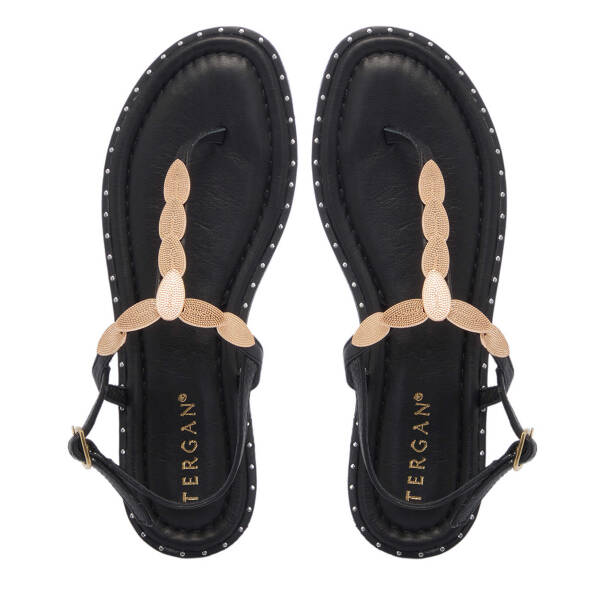 Siyah Hakiki Deri Kadın Sandalet - K25Y1SN67780-A23 - 5