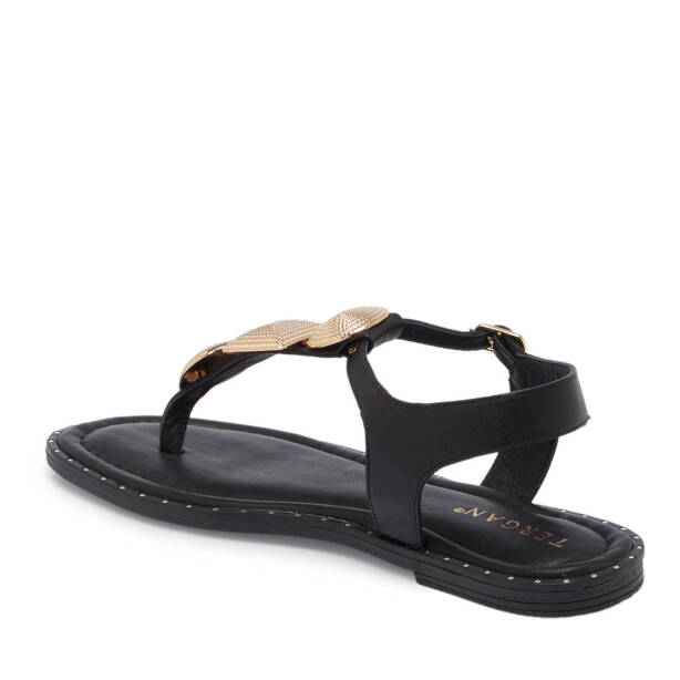 Siyah Hakiki Deri Kadın Sandalet - K25Y1SN67781-A23 - 3