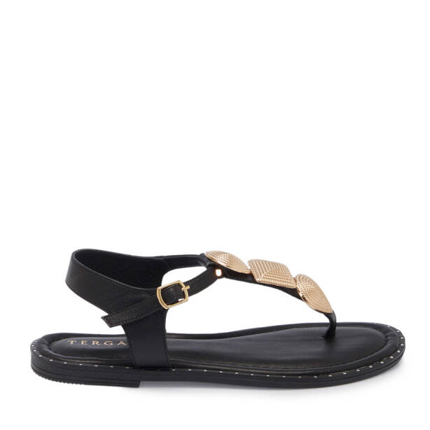 Siyah Hakiki Deri Kadın Sandalet - K25Y1SN67781-A23 