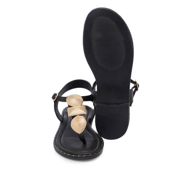 Siyah Hakiki Deri Kadın Sandalet - K25Y1SN67781-A23 - 4