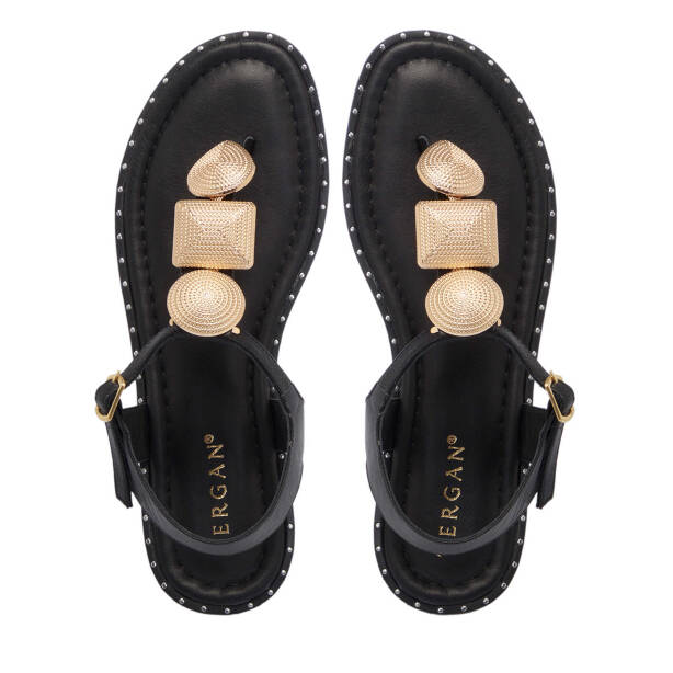 Siyah Hakiki Deri Kadın Sandalet - K25Y1SN67781-A23 - 5