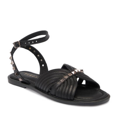 Siyah Deri Kadın Sandalet - K25Y1SN67783-A23 - 1