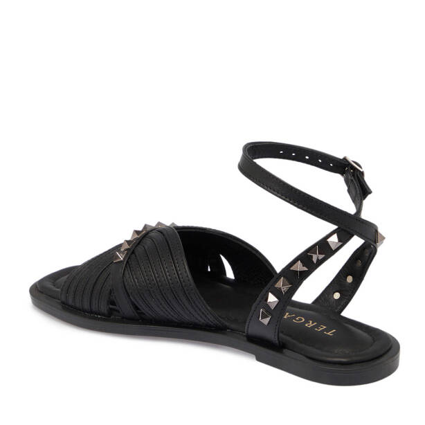 Siyah Deri Kadın Sandalet - K25Y1SN67783-A23 - Tergan