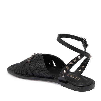 Siyah Deri Kadın Sandalet - K25Y1SN67783-A23 - 2