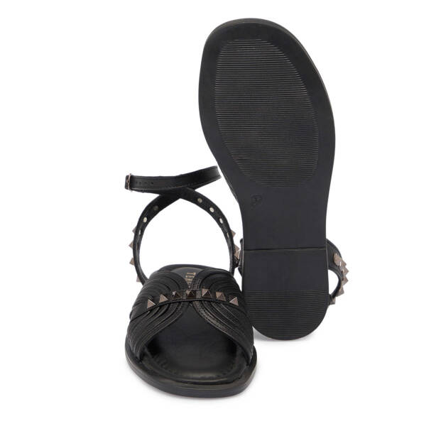 Siyah Deri Kadın Sandalet - K25Y1SN67783-A23 - Tergan