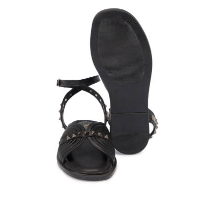 Siyah Deri Kadın Sandalet - K25Y1SN67783-A23 - 4