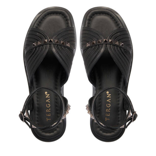 Siyah Deri Kadın Sandalet - K25Y1SN67783-A23 - Tergan
