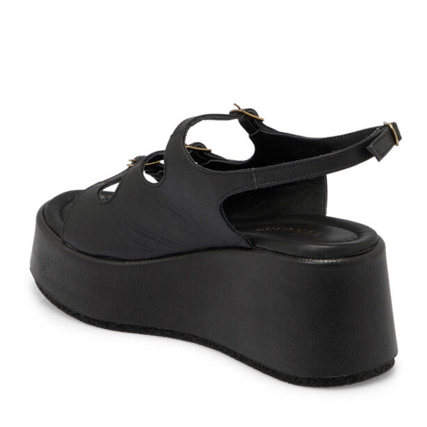 Siyah Hakiki Deri Kadın Sandalet - K25Y1SN67784-A23 - 3