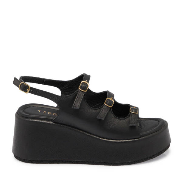 Siyah Hakiki Deri Kadın Sandalet - K25Y1SN67784-A23 - 1