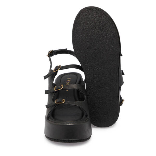 Siyah Hakiki Deri Kadın Sandalet - K25Y1SN67784-A23 - 4