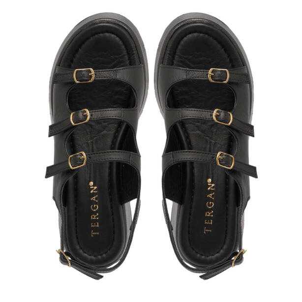 Siyah Hakiki Deri Kadın Sandalet - K25Y1SN67784-A23 - 5