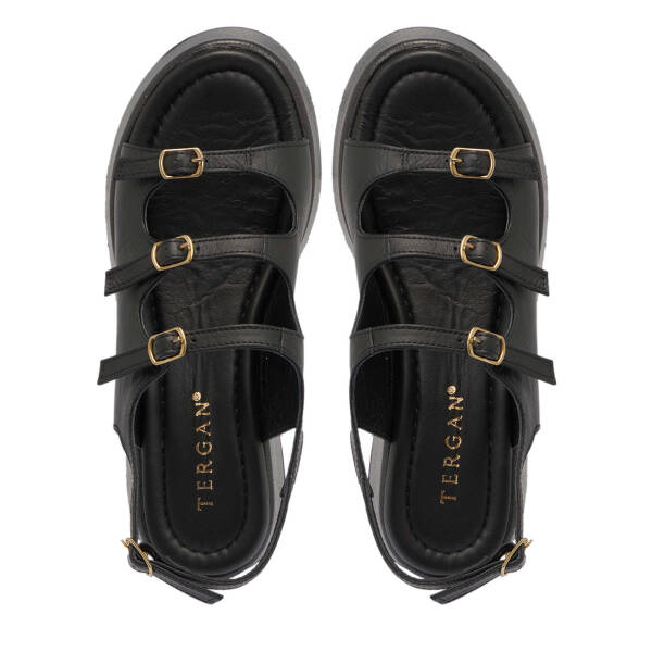 Siyah Hakiki Deri Kadın Sandalet - K25Y1SN67784-A23 - 5