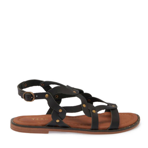 Siyah Hakiki Deri Kadın Sandalet - K25Y1SN67788-A23 