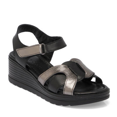 Siyah Deri Kadın Sandalet - K25Y1SN67791-A23 - 1