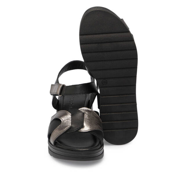 Siyah Hakiki Deri Kadın Sandalet - K25Y1SN67791-A23 - 4