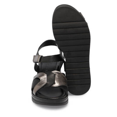 Siyah Deri Kadın Sandalet - K25Y1SN67791-A23 - 4