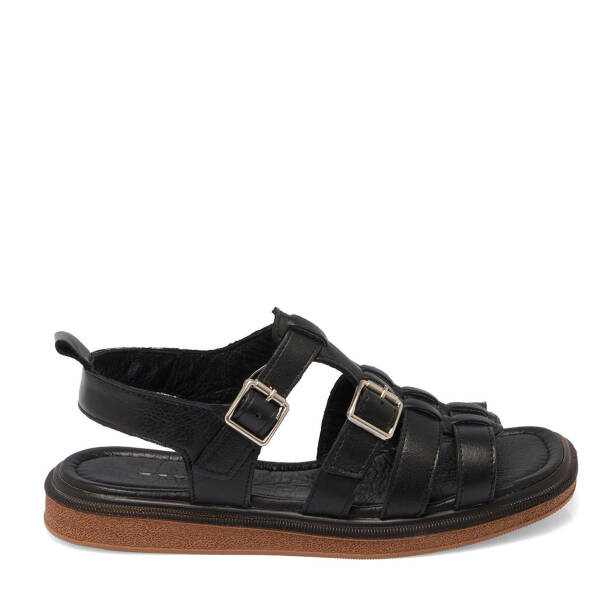 Siyah Hakiki Deri Kadın Sandalet - K25Y1SN67792-A23 