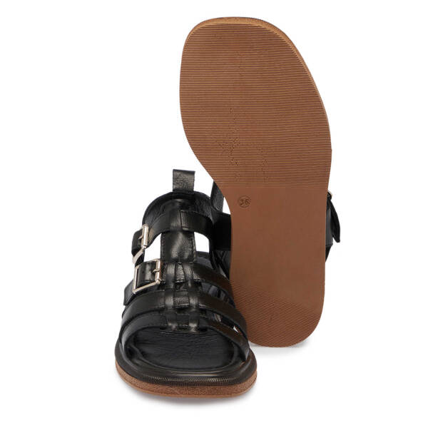 Siyah Hakiki Deri Kadın Sandalet - K25Y1SN67792-A23 - 4