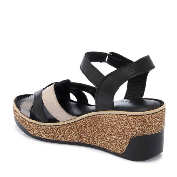 Siyah Hakiki Deri Kadın Sandalet - K25Y1SN67835-A23 - 3