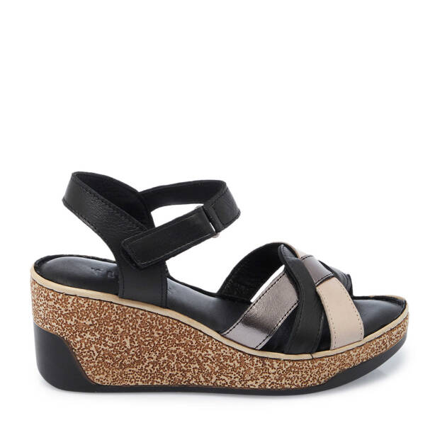 Siyah Hakiki Deri Kadın Sandalet - K25Y1SN67835-A23 