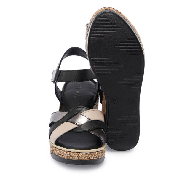 Siyah Hakiki Deri Kadın Sandalet - K25Y1SN67835-A23 - 4