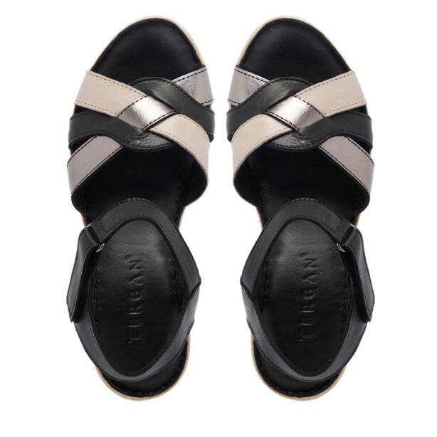 Siyah Hakiki Deri Kadın Sandalet - K25Y1SN67835-A23 - 5