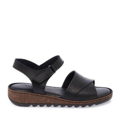 Siyah Deri Kadın Sandalet - K25Y1SN67837-A23 - 3